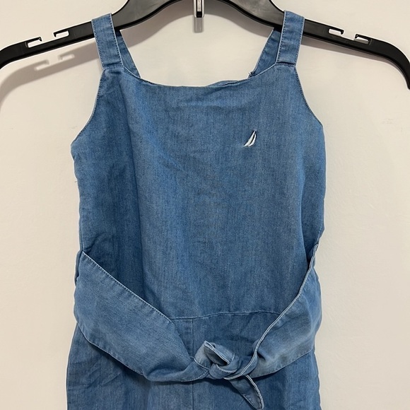 Nautica Girls Wide Leg Jumpsuit with Tie Chambray Size 4 NWT - Picture 2 of 6